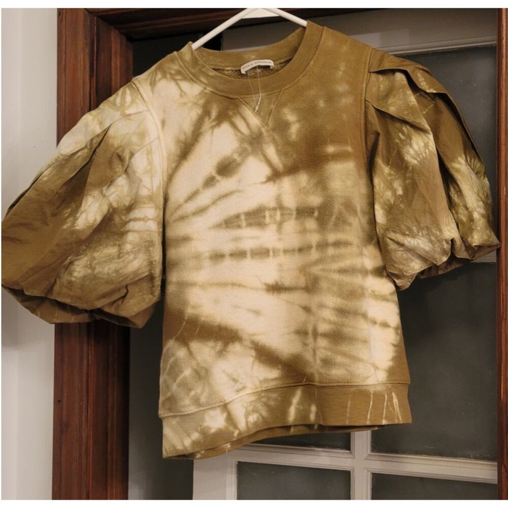 Ulla Johnson Elliot Pullover Tie Dye Puff Sleeve Sweatshirt. Large - Picture 3 of 3